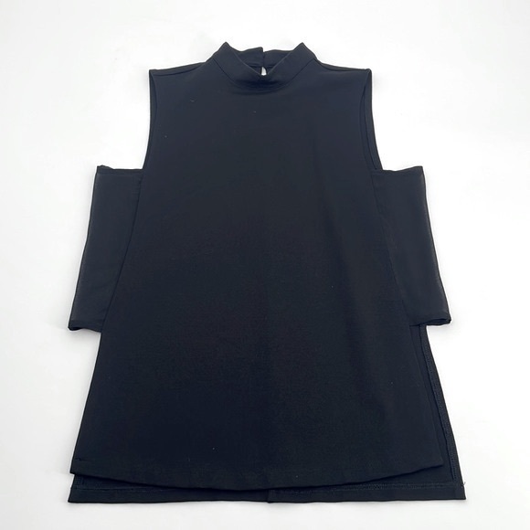 UEC Guess black high neckline sleeveless tunic top w/ cutout details on side XS - Picture 1 of 7